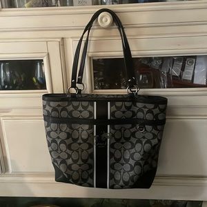Coach Signature Coated Canvass Bag in Black